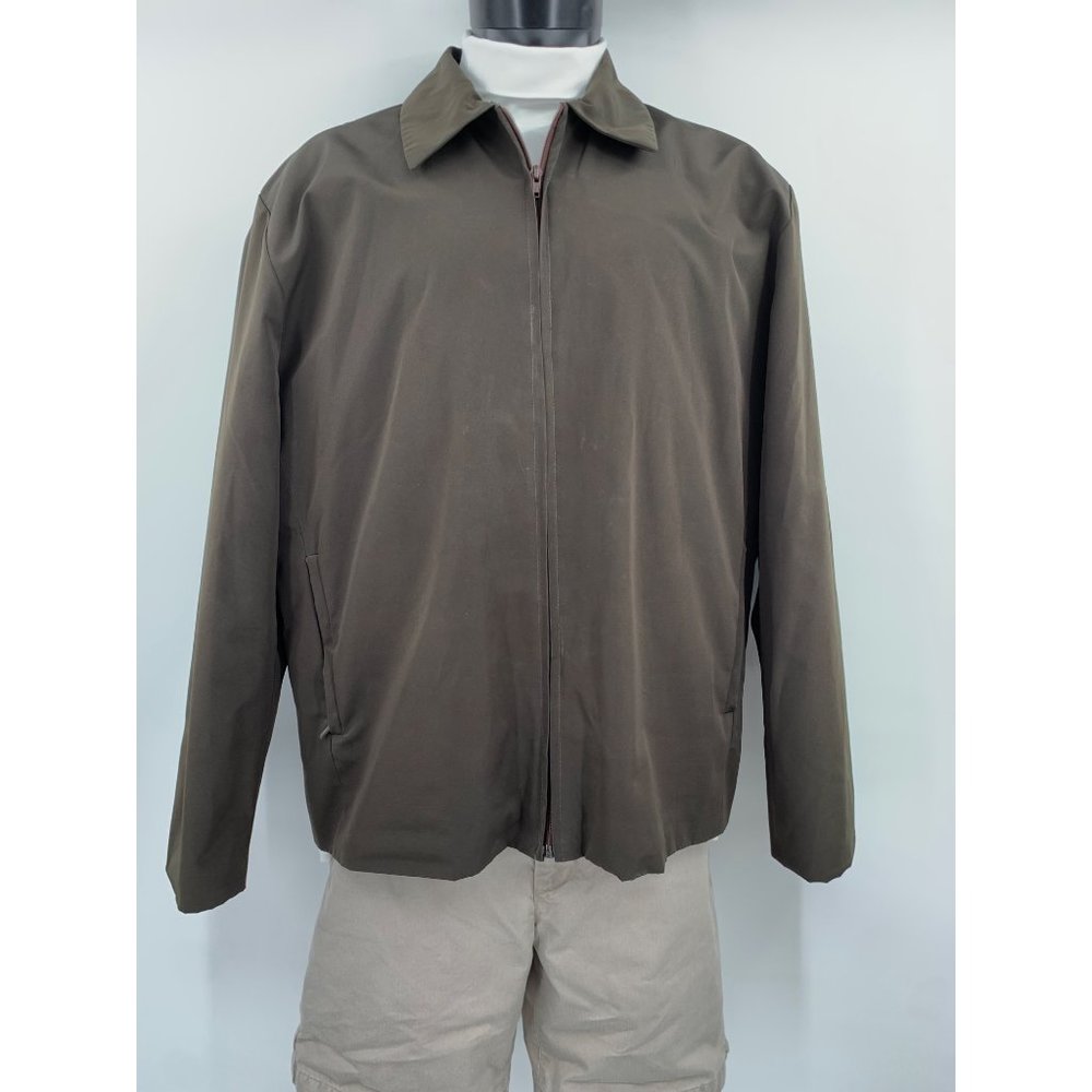 Kenneth Cole Reaction Dark Brown Full Zipper Men's Outdoor‎ Rain Jacket Size XL